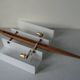 Old Scandinavian double wall lamp wood lampshade plexi white 1960s/70s