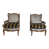 Pair of carved wooden armchairs, 20th century