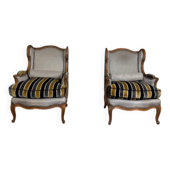 Pair of carved wooden armchairs, 20th century