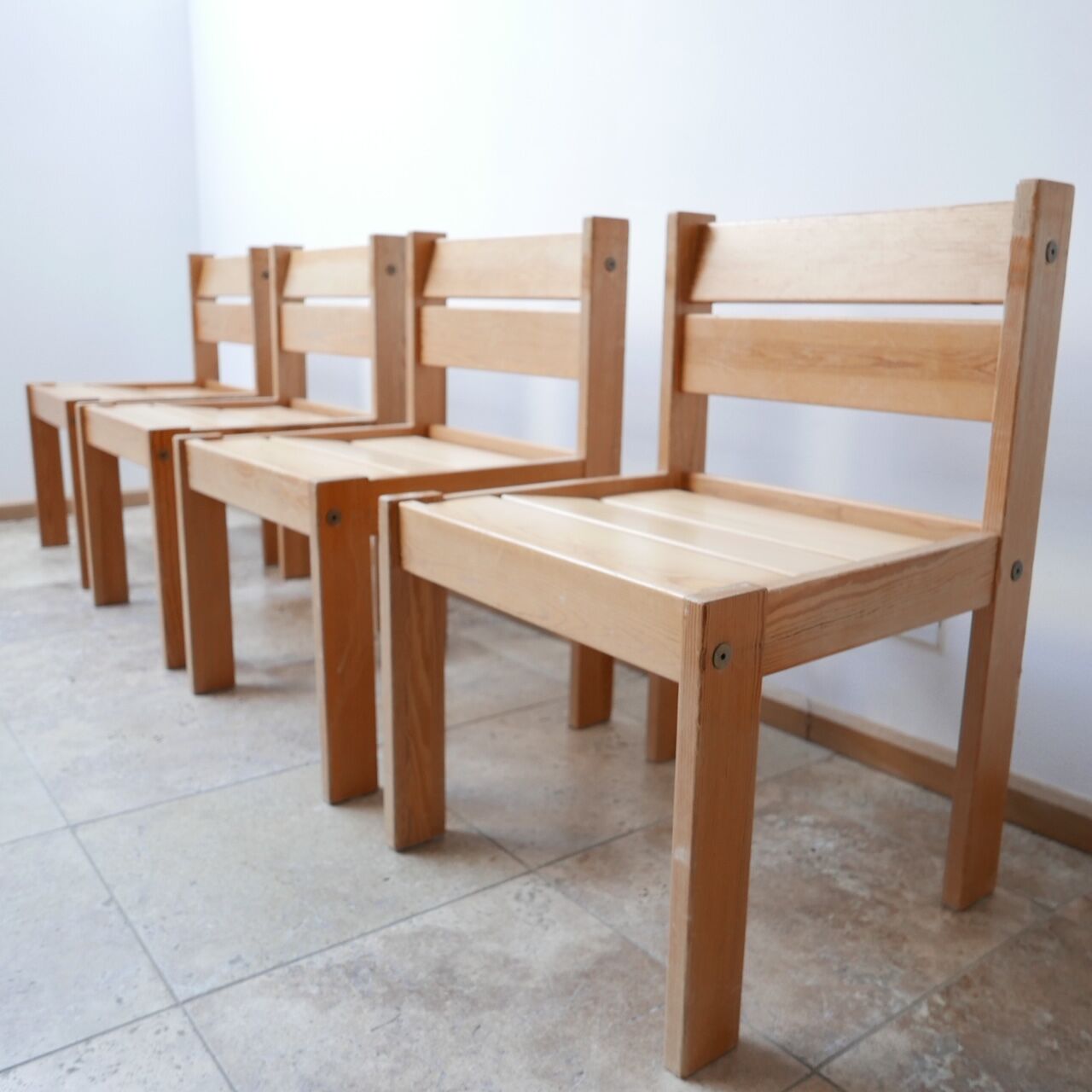 Pine swedish set of dining chairs