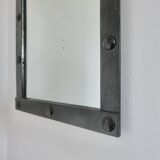 Brutalist wall mirror in raw steel, 1940s and 1950s