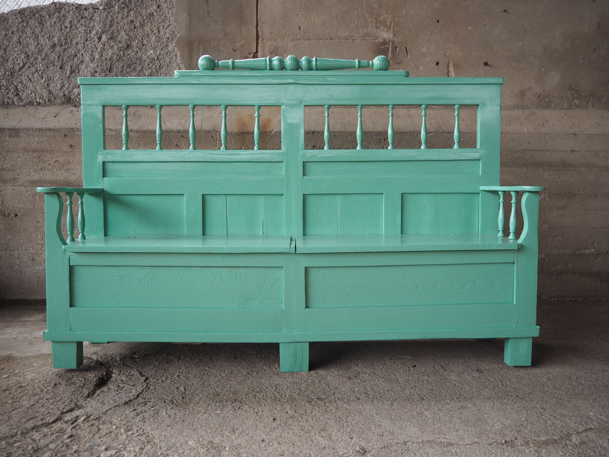 Banc en bois antique, années 1920