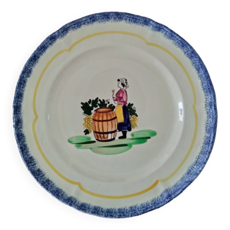 Hand painted plate Faiencerie SR Breton scene