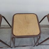 Series of 6 old workshop iron stools 1980