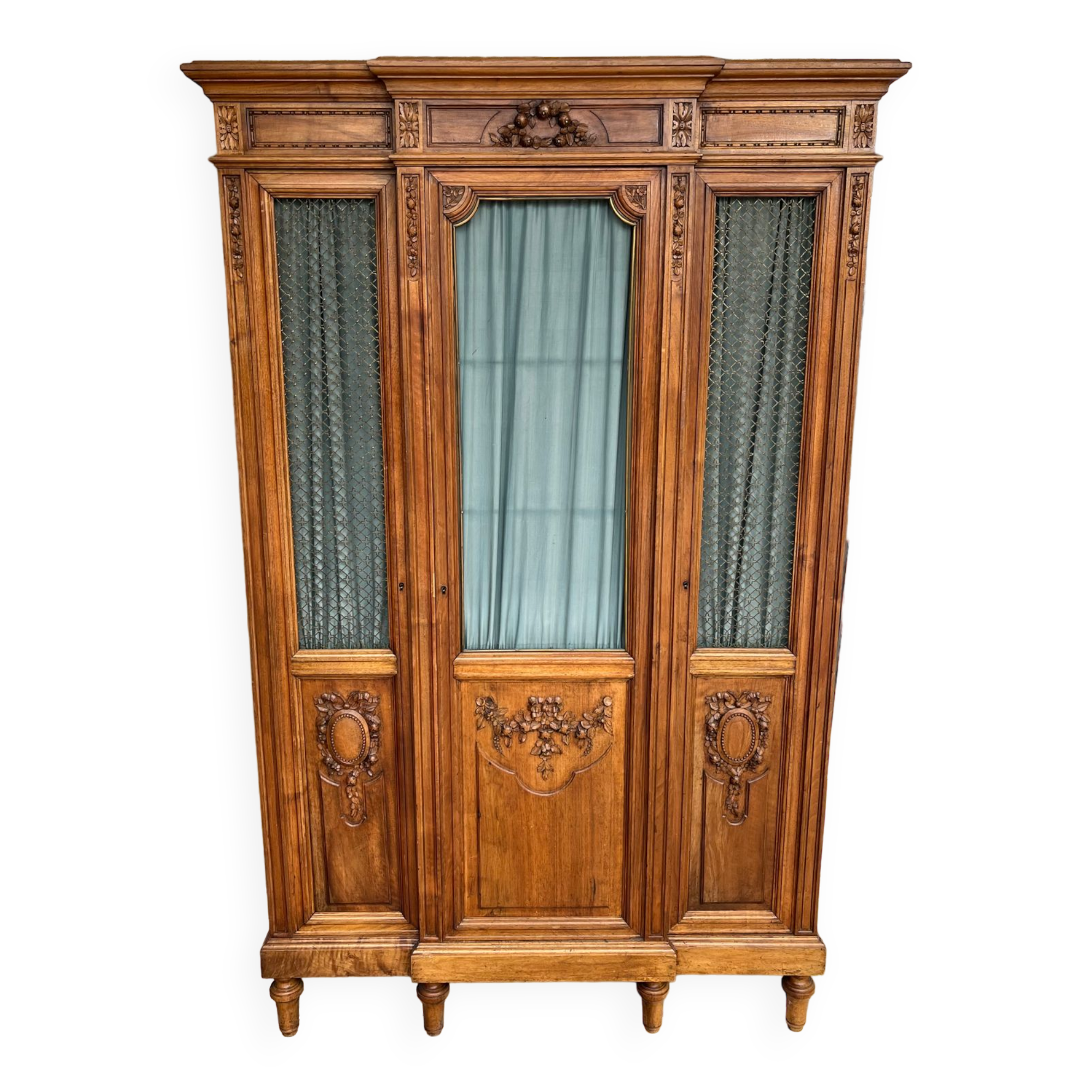 Antique carved wooden bookcase