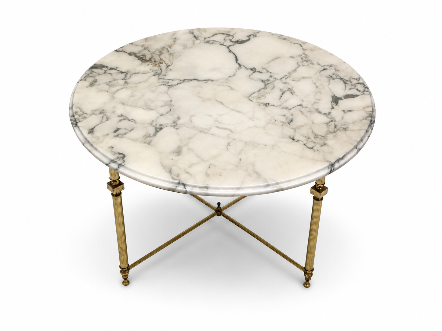 Round marble coffee table with brass base