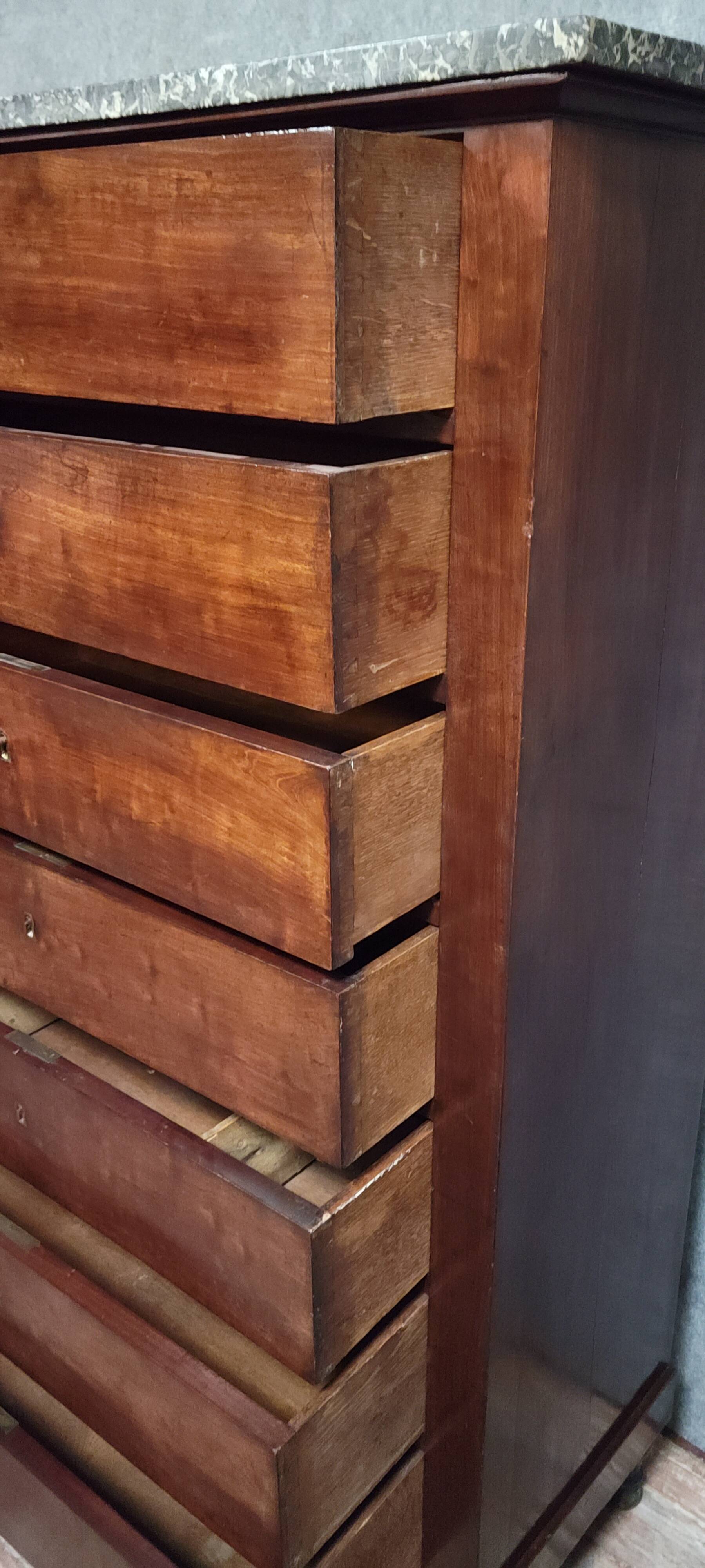 Six-drawer chest of drawers or chiffonnier, Empire / Restoration period