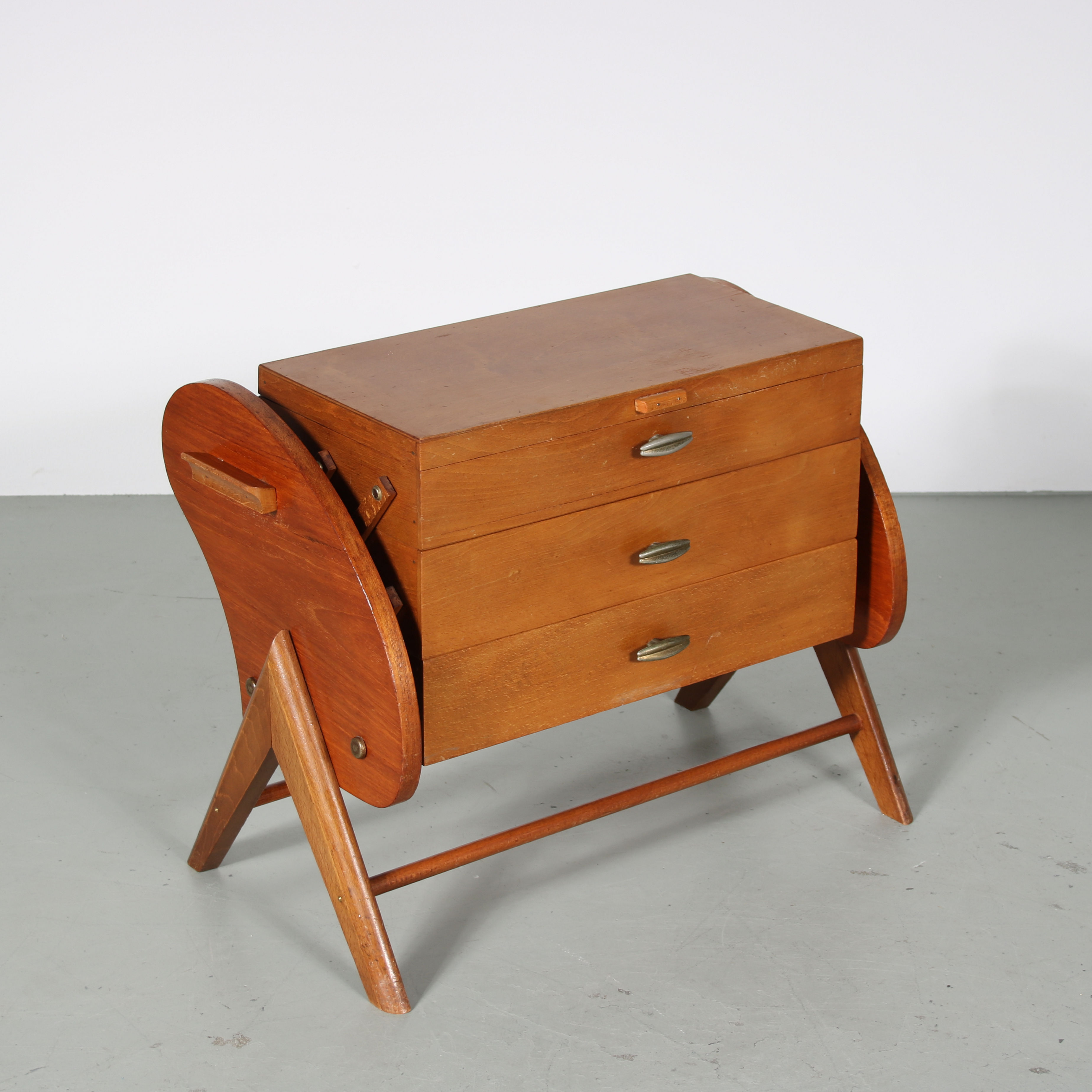 1950s V-Shaped sewing box from The Netherlands