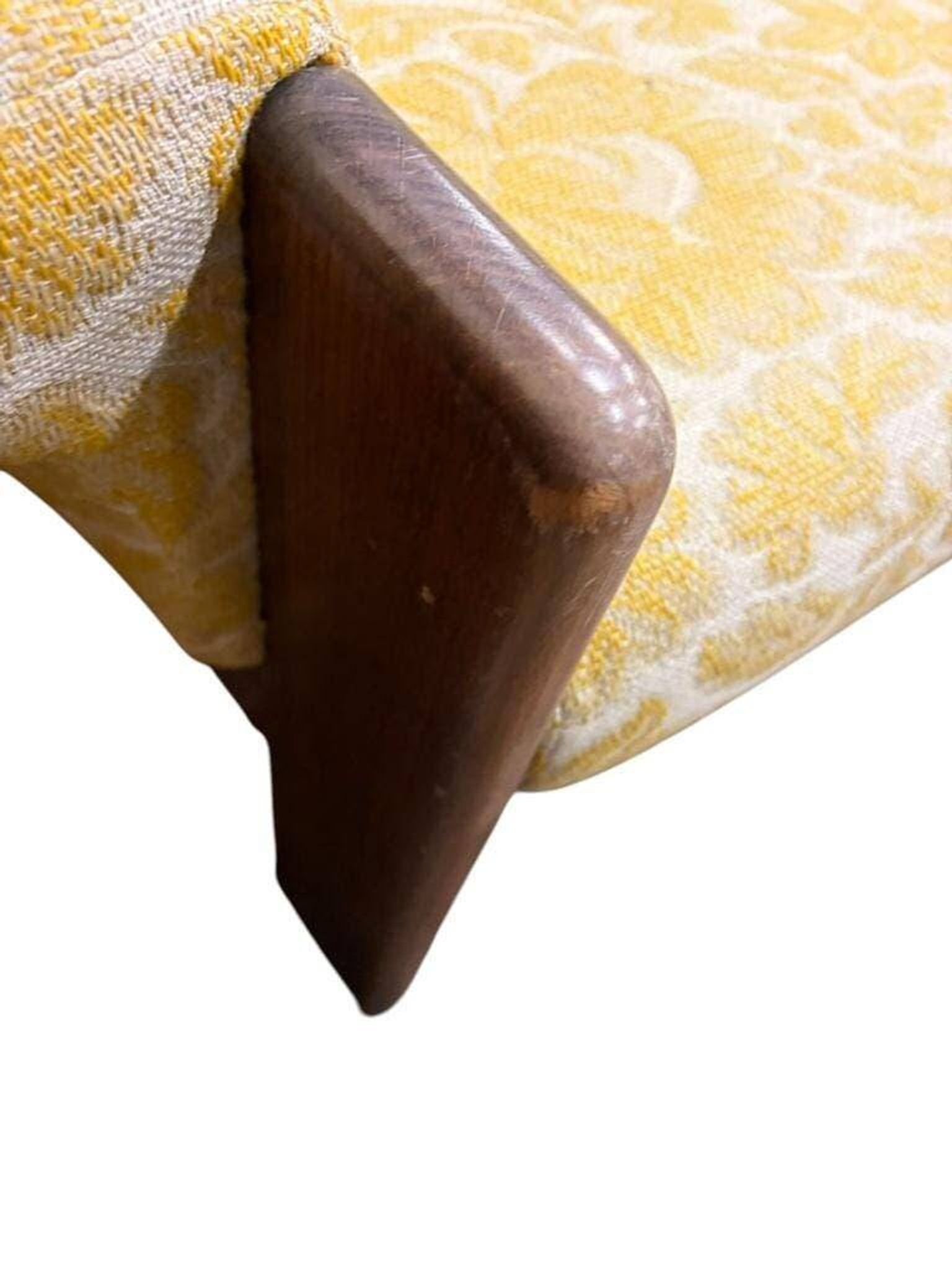 Vintage wooden sofa / armchair with yellow accent