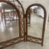 Large triptych rattan mirror 105x68cm