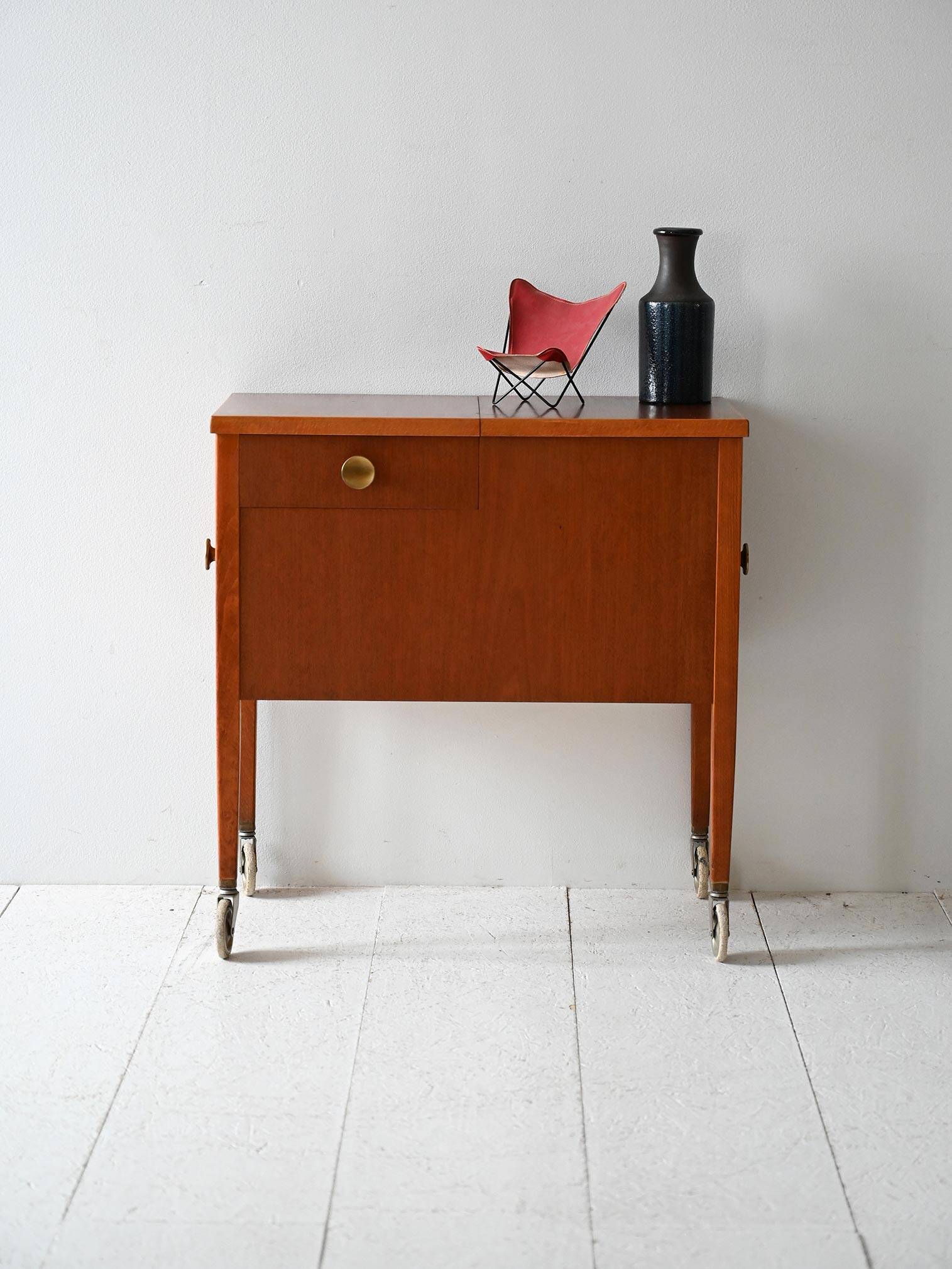 Scandinavian Vintage Mahogany Storage Trolley