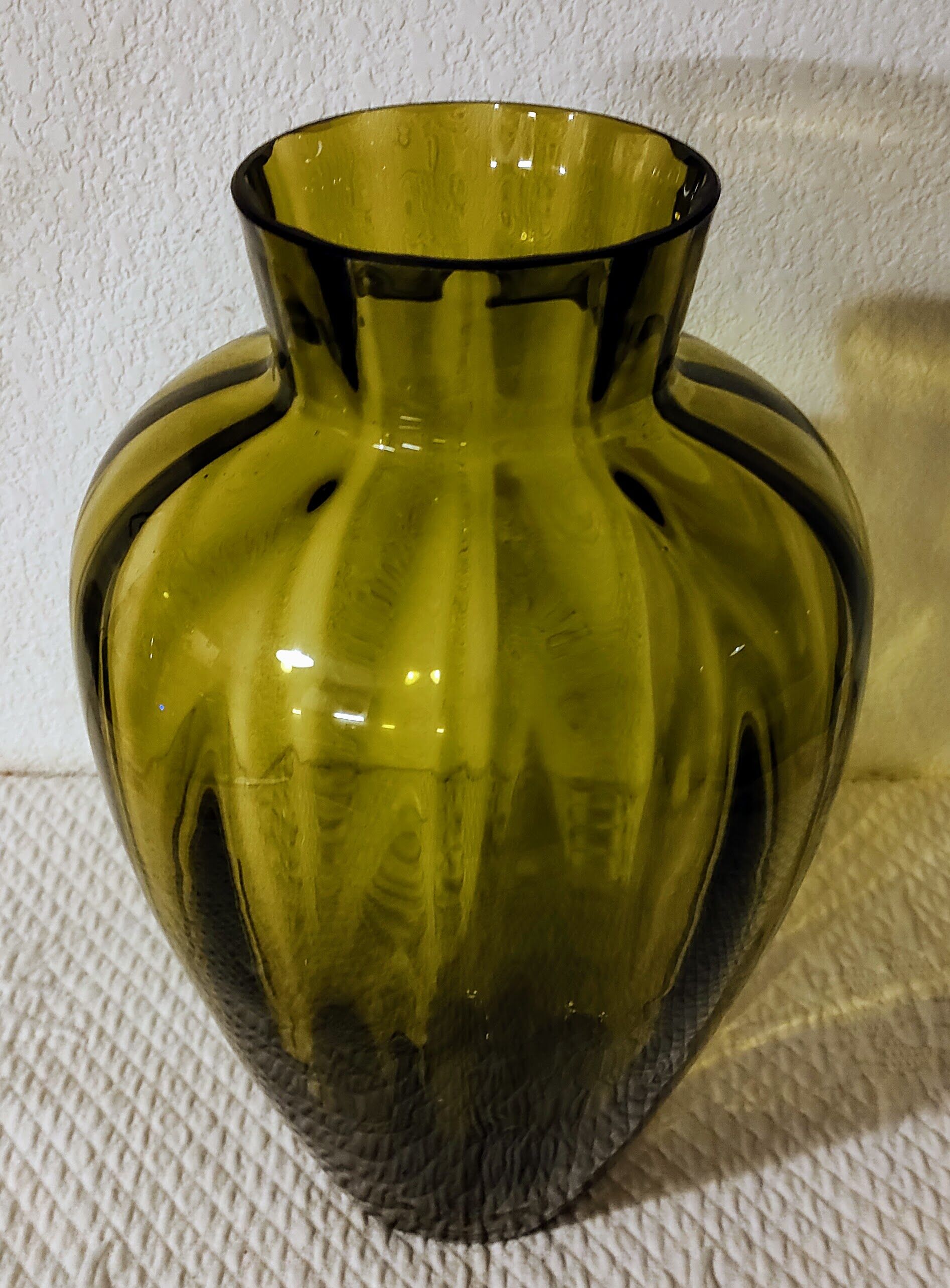 Olive green art deco vase