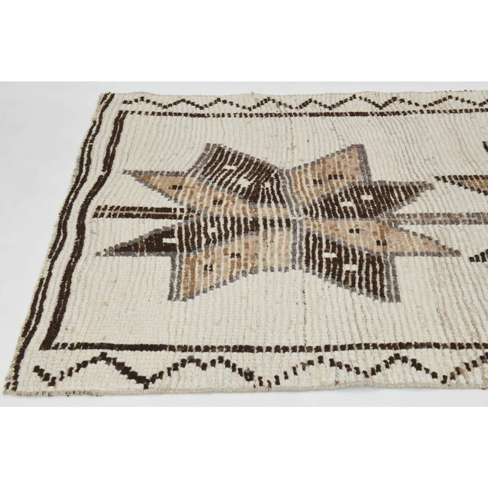 1970s vintage Turkish Oushak handmade wool cotton white runner rug 98x320