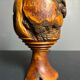 Sculptural artisanal brutalist midcentury burl wood turned table lamp 1960s