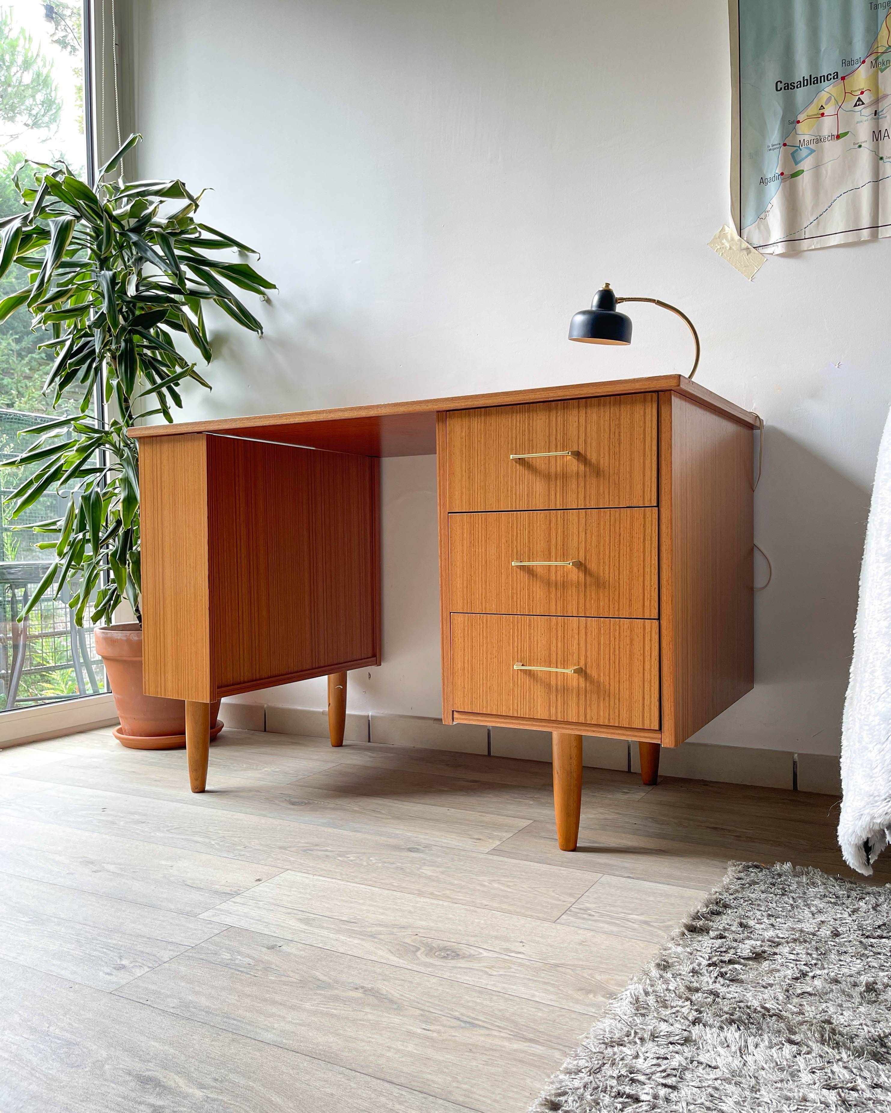 Vintage Scandinavian Formica Desk with 3 Drawers from the 70s