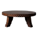 Carved rustic oak round coffee table - Netherlands 1950s
