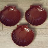 Set of 3 French Vintage Emile Henry Brown Coquille St Jaques Serving Dishes 4680