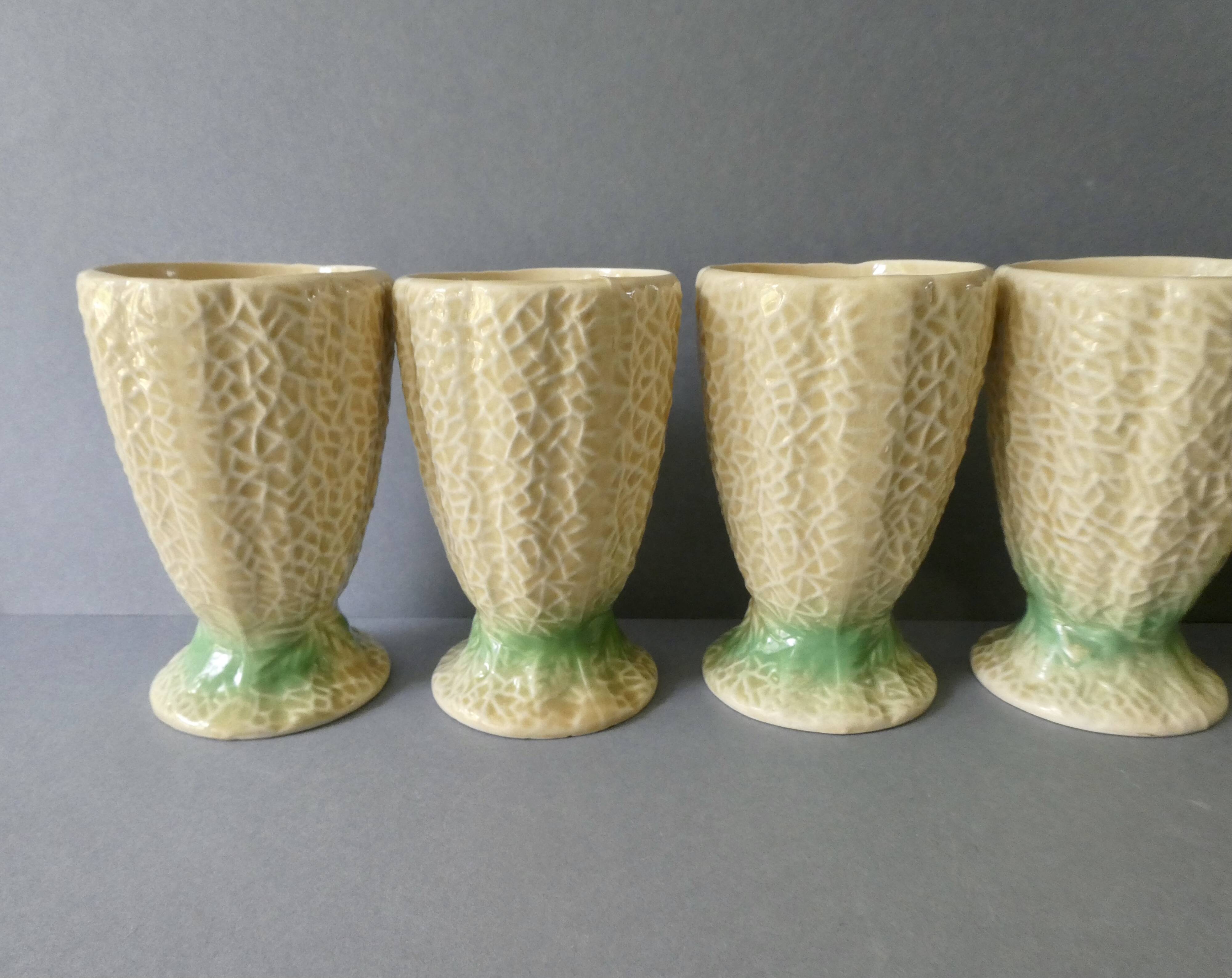 6 mazagrans in barbotine, melon, 70s