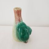 Old Barbotine Soliflore Vase in Snail Shape
