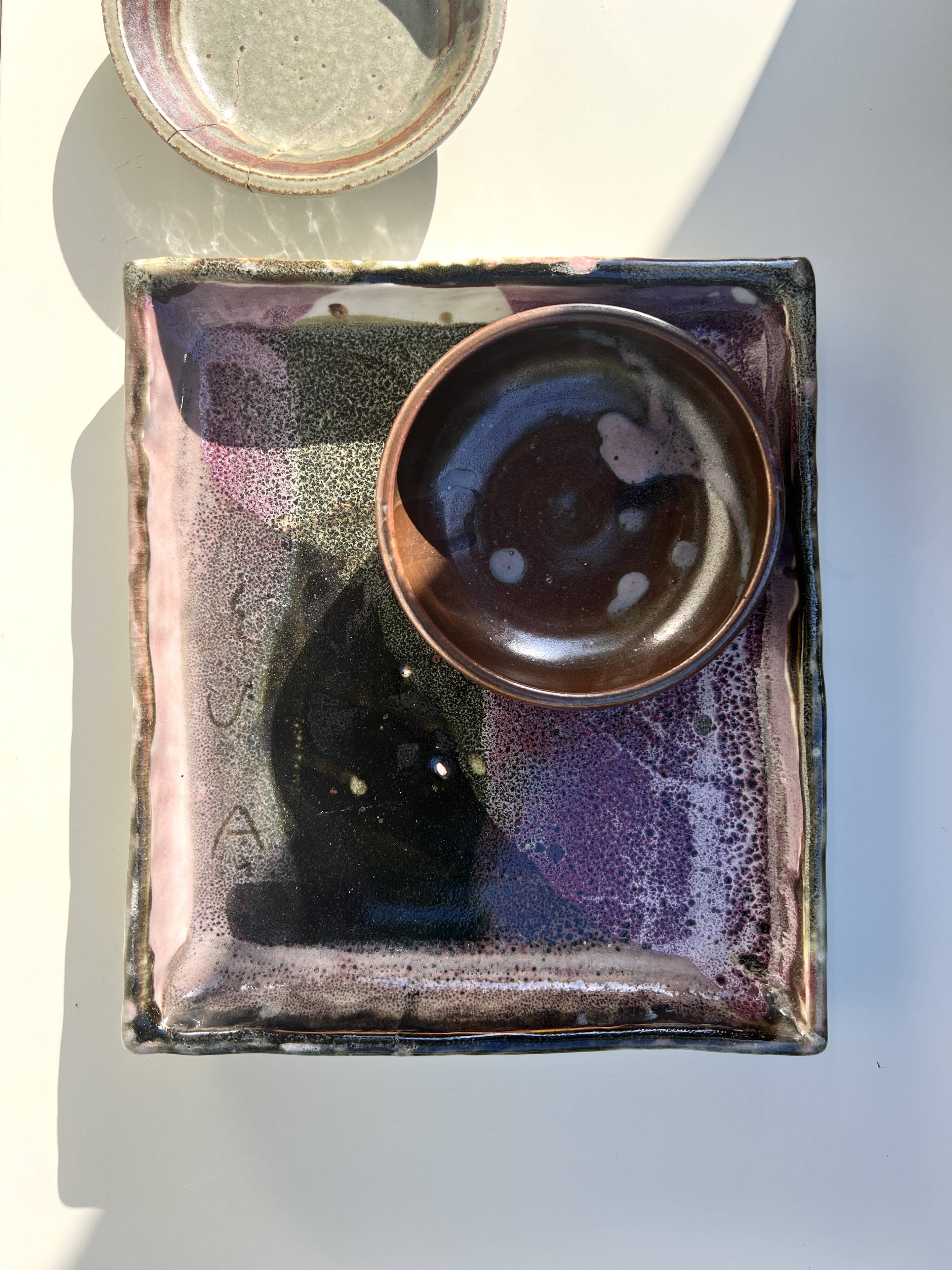 Ramekin / workshop pocket in glazed stoneware and signed