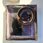 Ramequin / vide poche d'atelier en gres émaillé et signé
