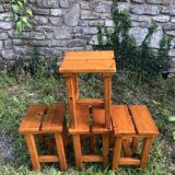 Old rustic vintage brutalist wooden stools