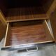 French wardrobe with tapered legs, 3 doors, 1 mirror (27*130), and 1 drawer.