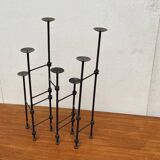 Mid-century brutalist extendable wrought iron floor chandelier, 1960s.