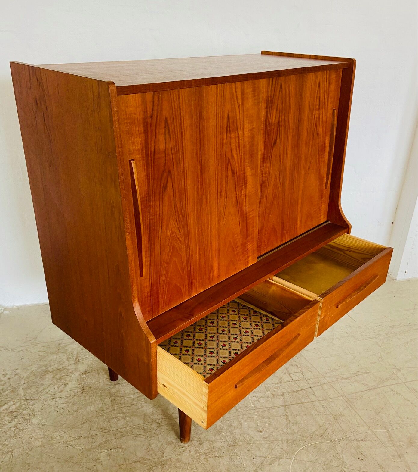 Vintage Danish mid-century teak bar cabinet 1960