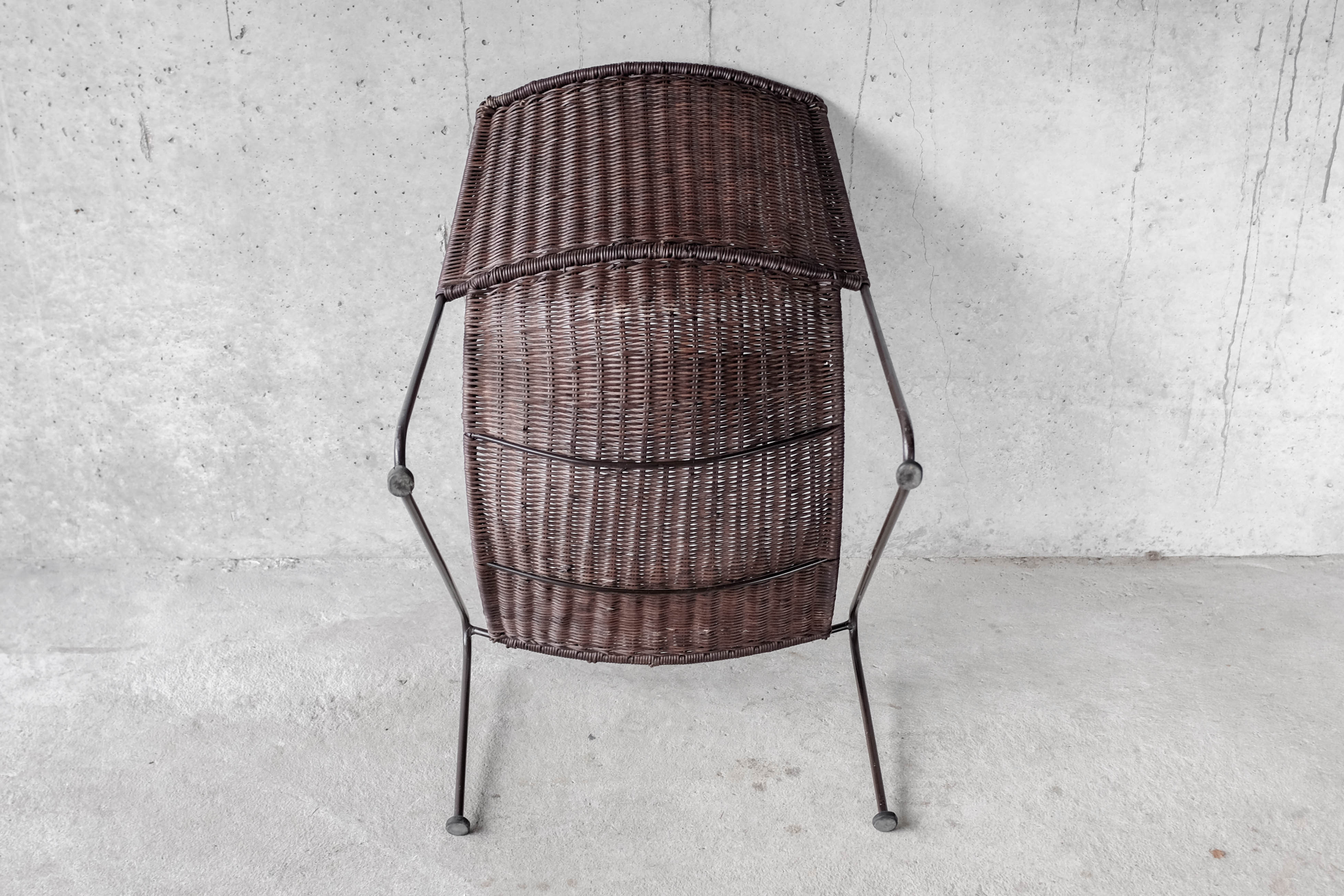 Frederick Weinberg USA rattan armchair and metal structure, 1950