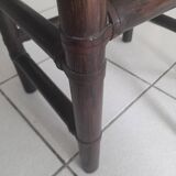 Table d'appoint vintage bambou verre fumé