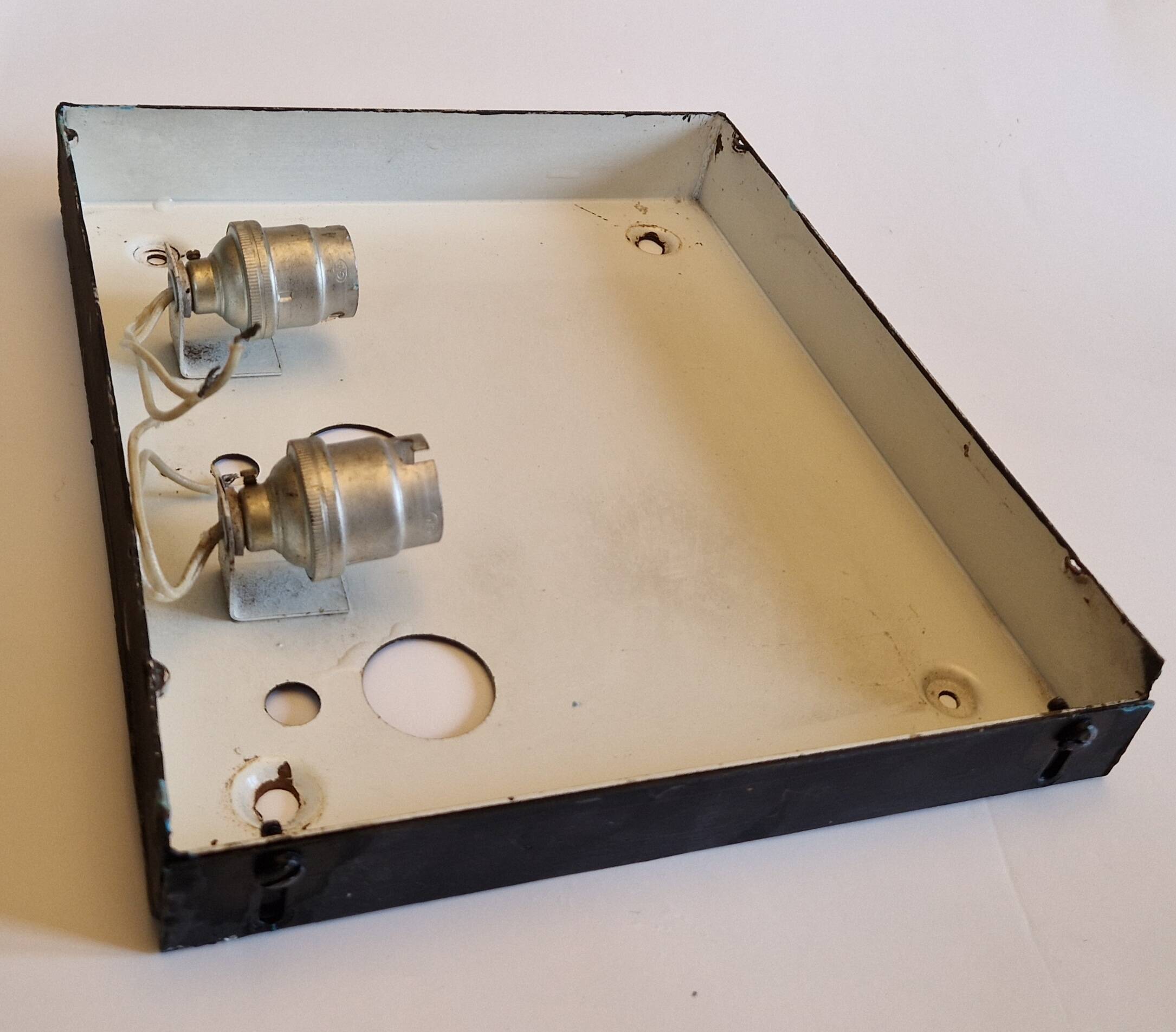 Pair of rectangular wall/ceiling lights in molded glass, 1960s