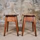 Pair of scalloped oak stools, France, early 20th century
