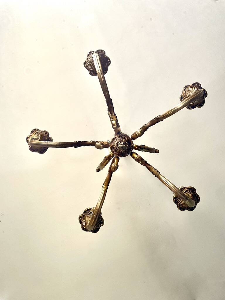 Golden bronze chandelier in Louis XV style