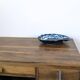 Large vintage shell-shaped blue glazed ceramic bowl