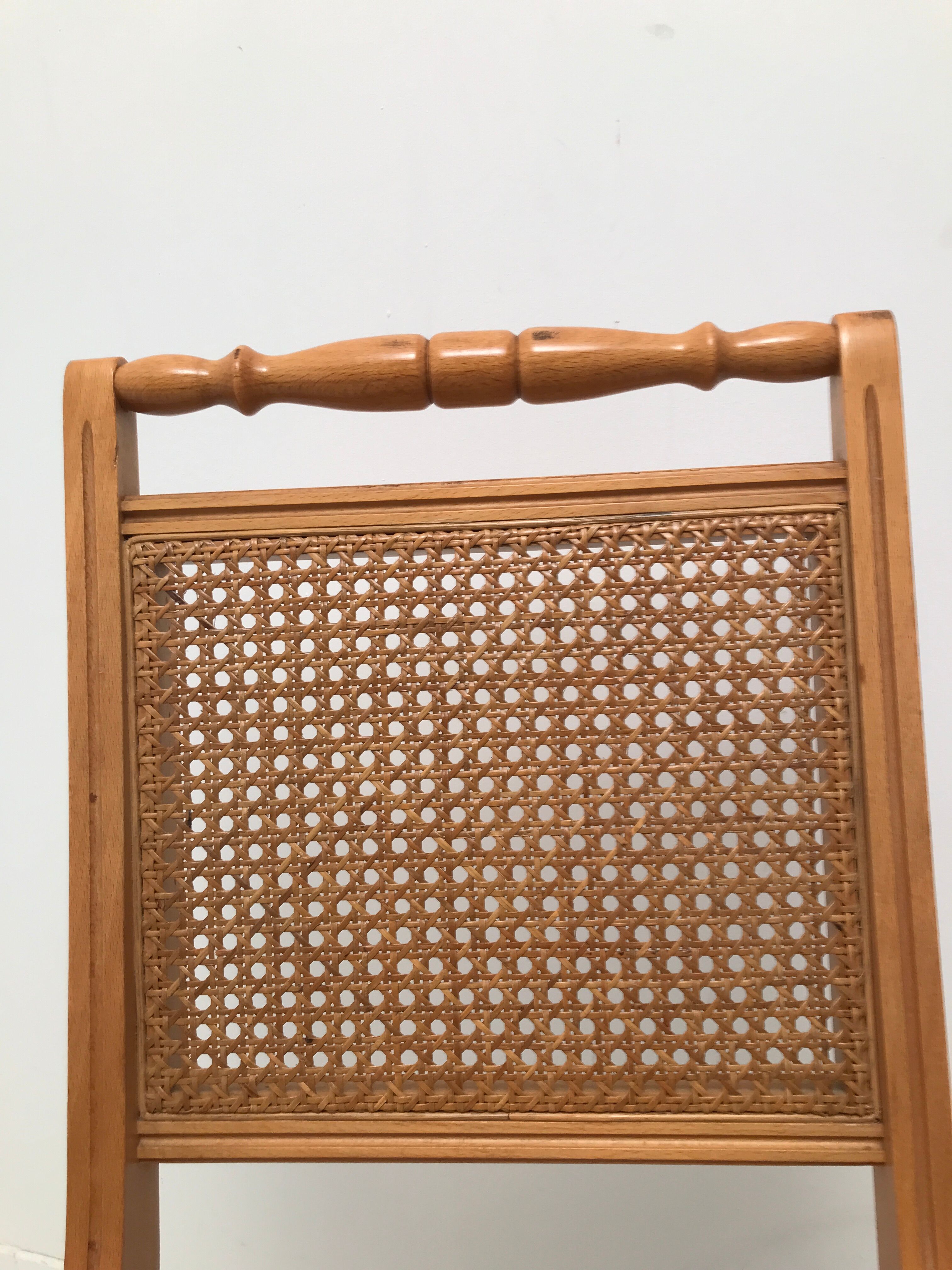 Pair vintage cannesy folding chairs