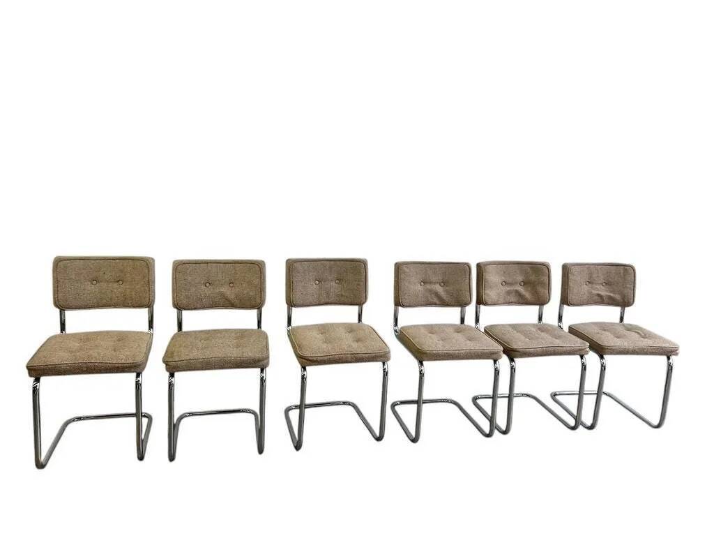 Set of 6 vintage chrome chairs in cesca style