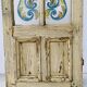 Passage door in patinated fir and Art Deco painted glass