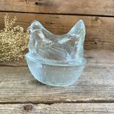 Vintage glass Hen sugar bowl