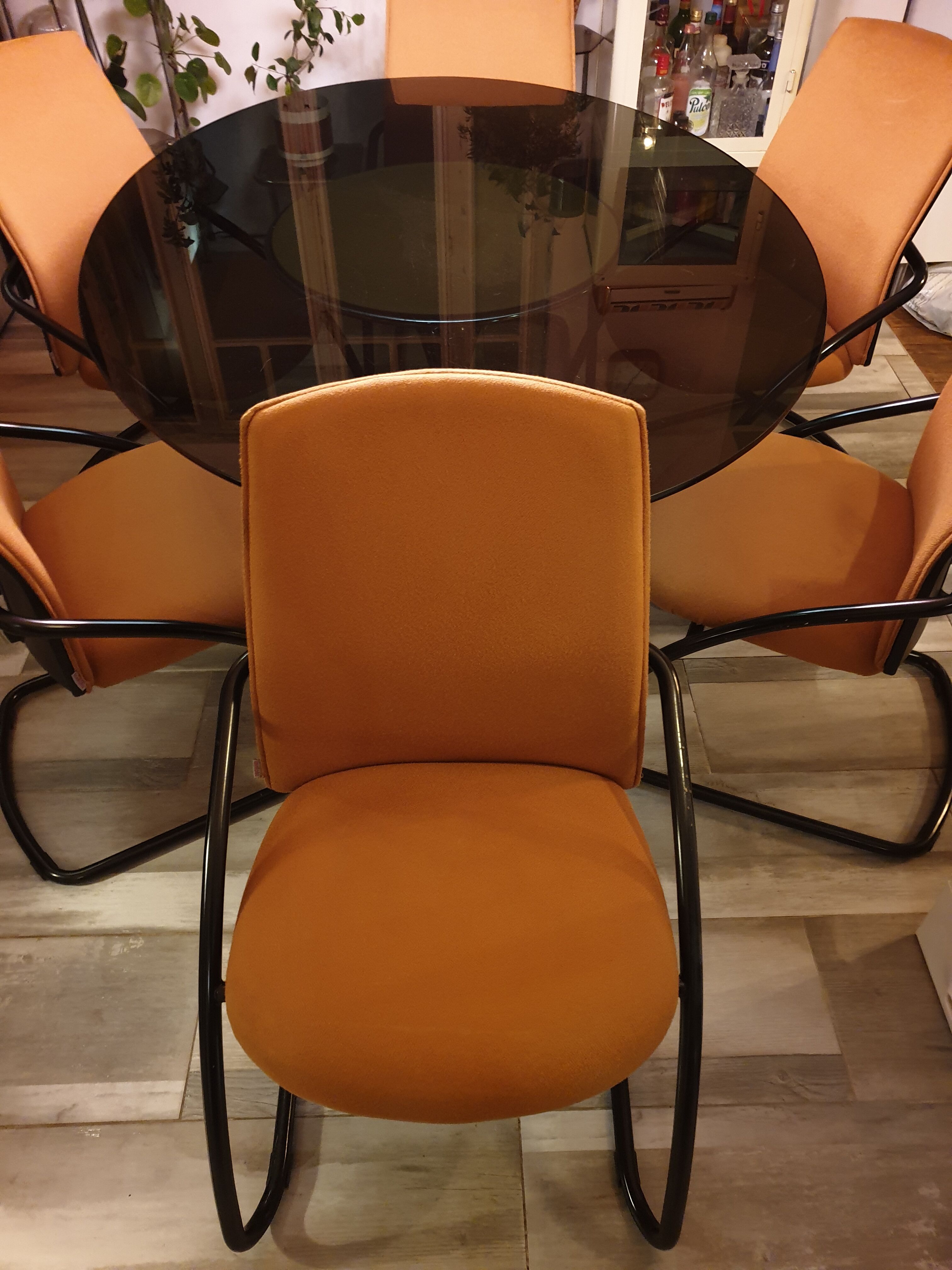 Comforto suite de 6 chaises conferences vintage 80