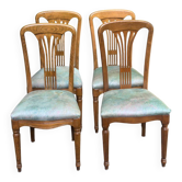 4 Louis XVI dining chairs in solid wood and fabric from the 1970s.