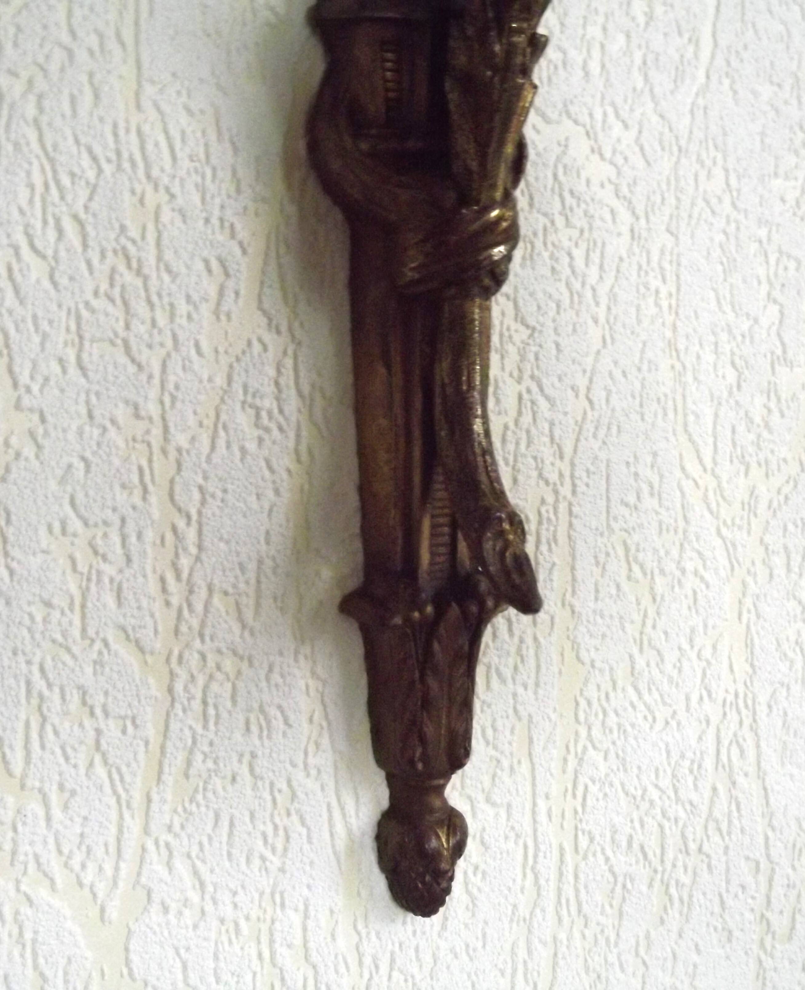 French Bronze Empire Style Ribbon & Bows Wall Light with Frilled Glass Shade 5140