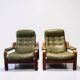 Ensemble de 2 fauteuils de salon vert olive – Göte Möbler, Suède, années 1970