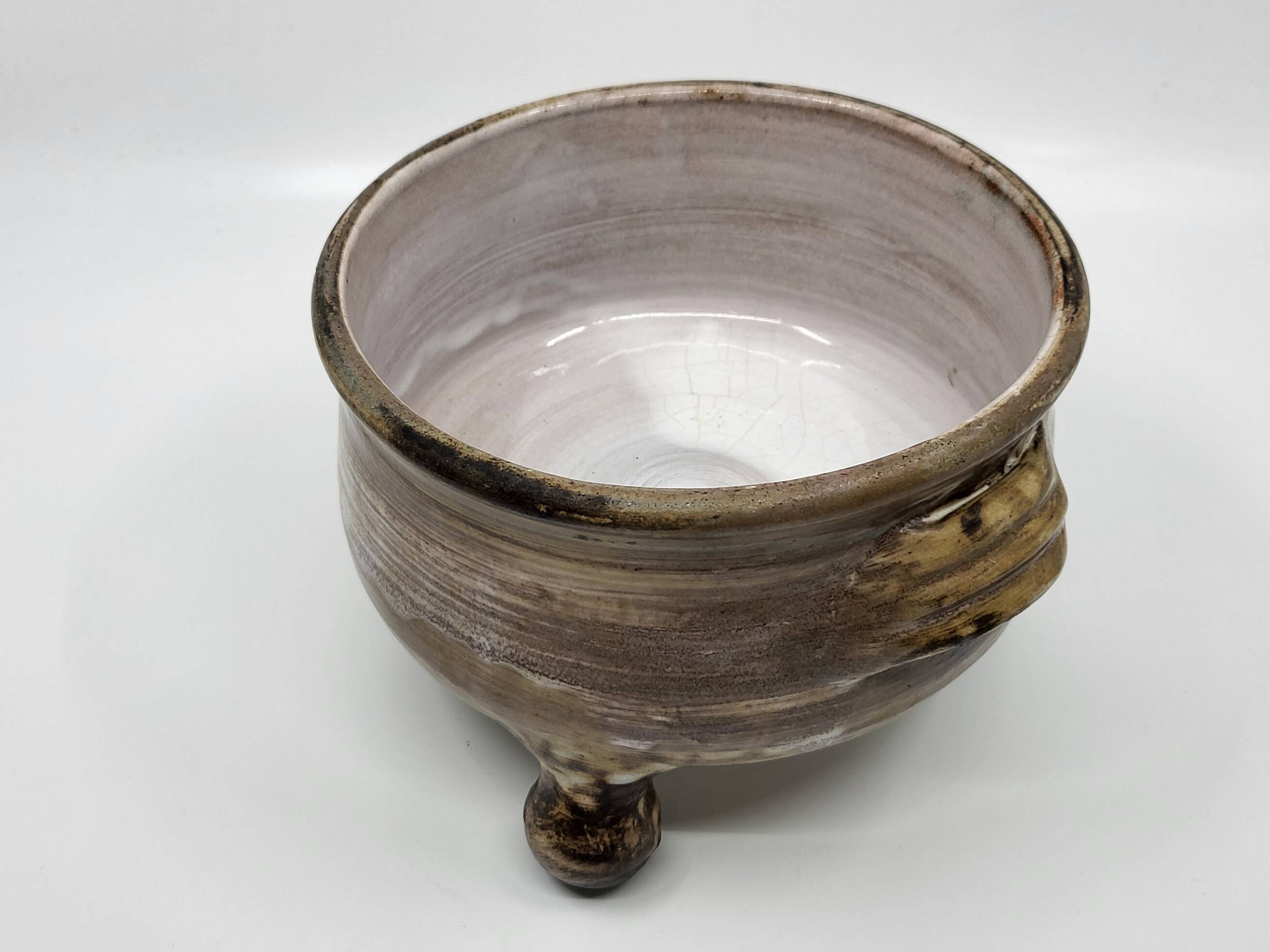 Jacques Pouchain tripod pocket emptier, Dieulefit workshop, French ceramics 1960