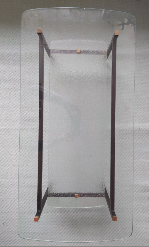 Vintage rectangular glass coffee table