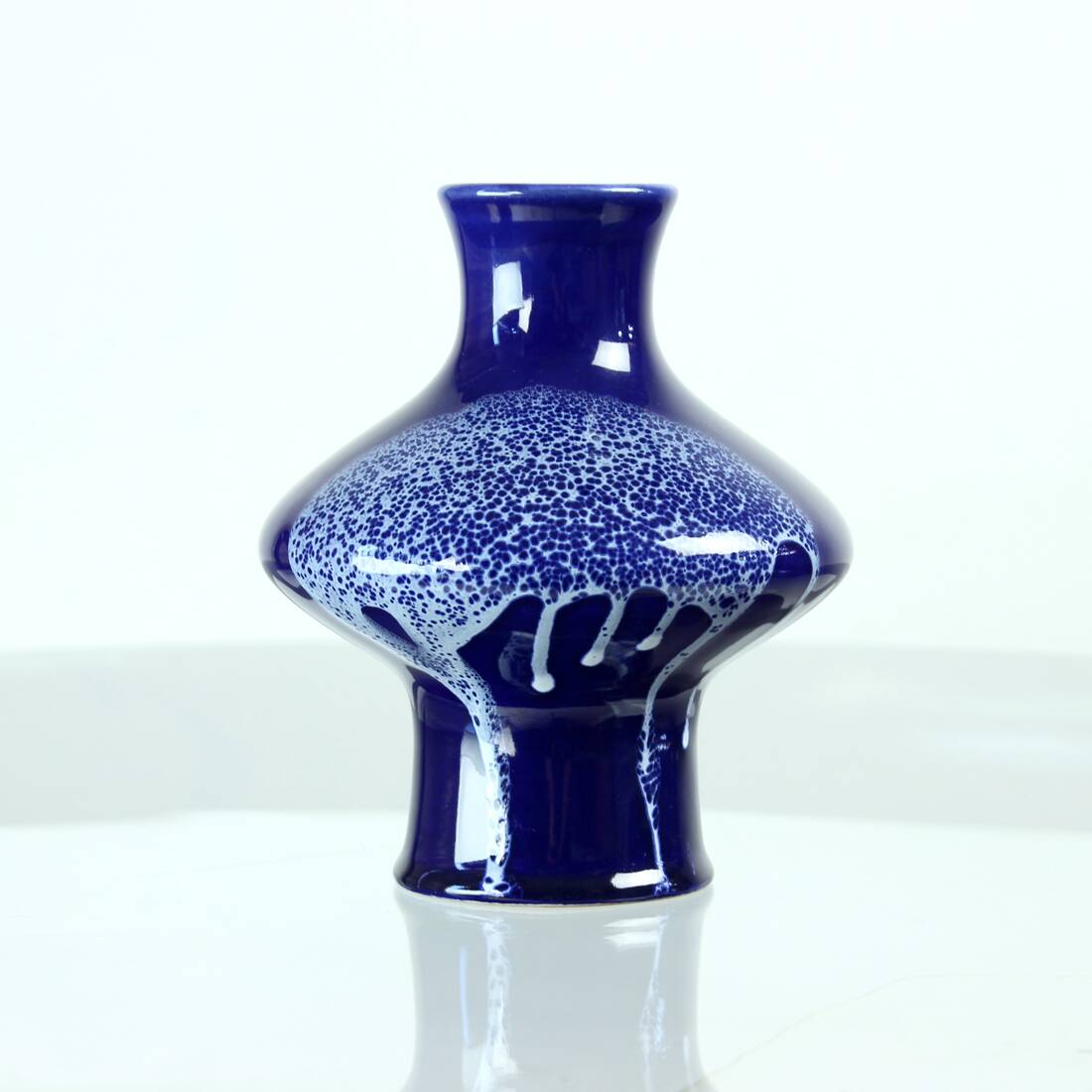 Vase vintage en céramique bleue, Tchécoslovaquie 1960