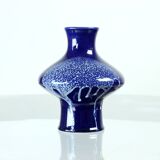 Vase vintage en céramique bleue, Tchécoslovaquie 1960