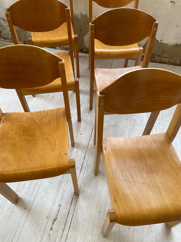 12 80s beech chairs