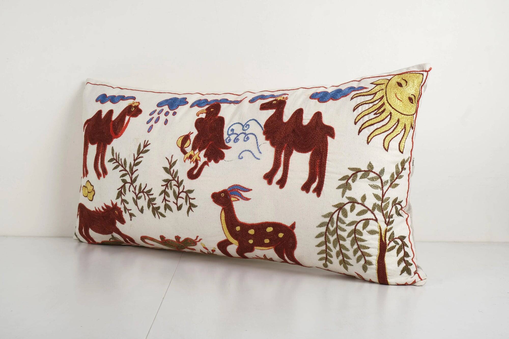 Vintage embroidered cushion cover 46x86 cm