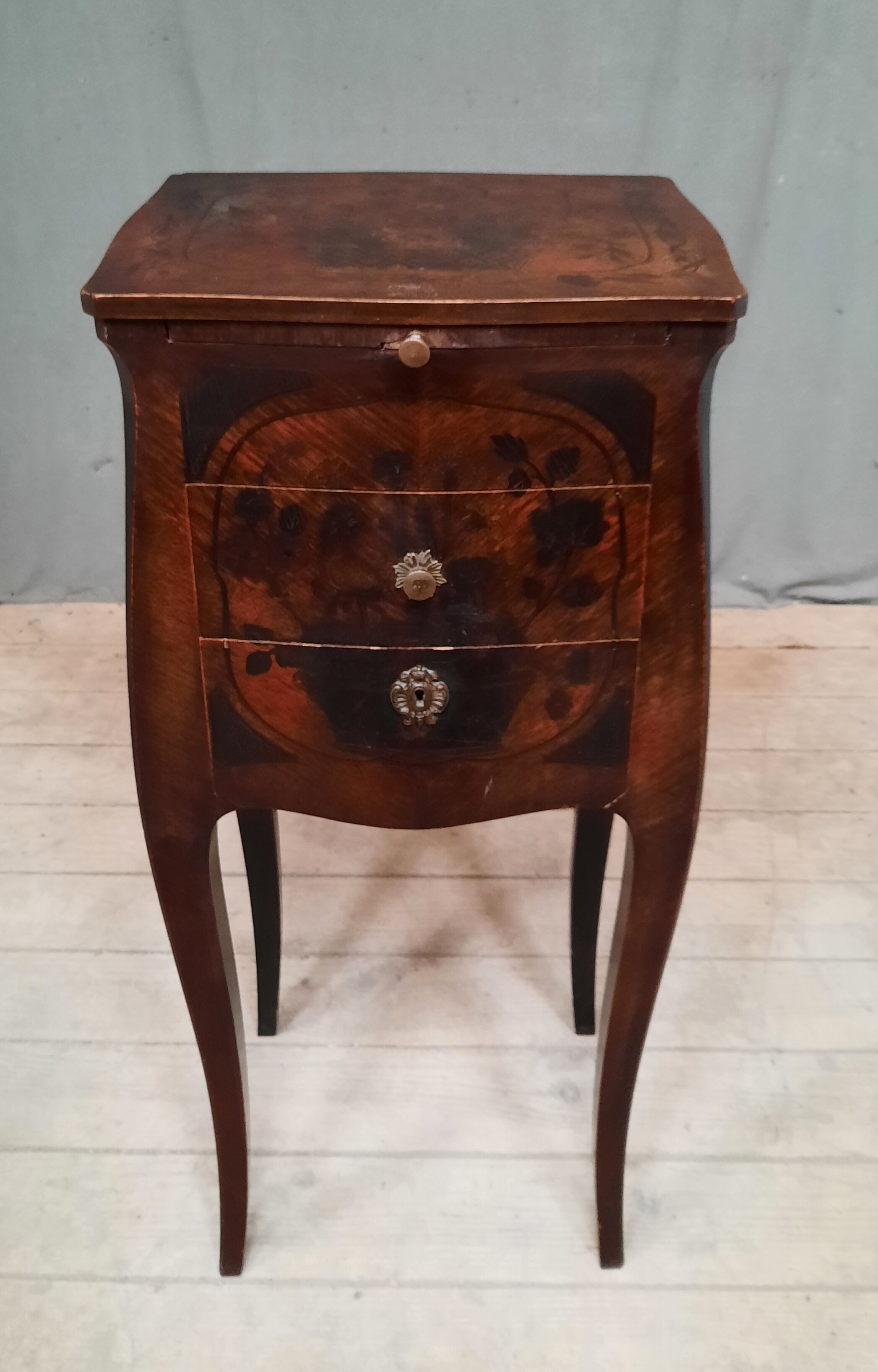 Louis XV style marquette bedside table